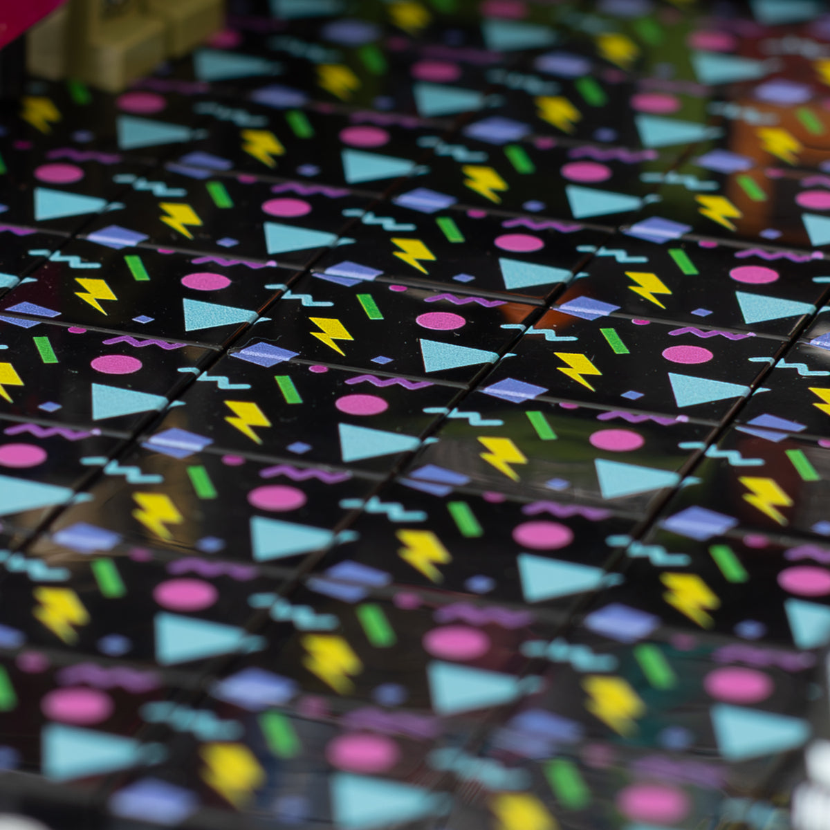 EJA Bricks Arcade Tiles arranged as a retro patterned floor