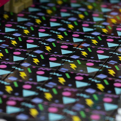 EJA Bricks Arcade Tiles arranged as a retro patterned floor