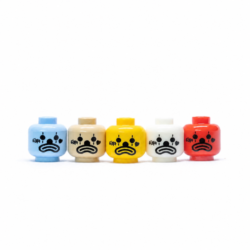 EJA Clown Heads with black printed faces on assorted color head pieces